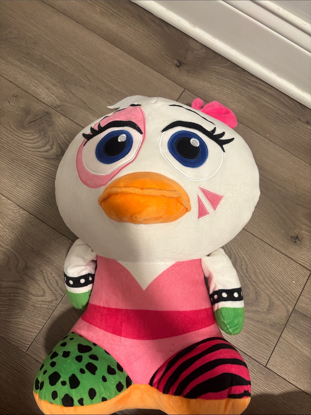 Plush Pink and White Bird Toy - Colorful Soft Pet Bird Plush